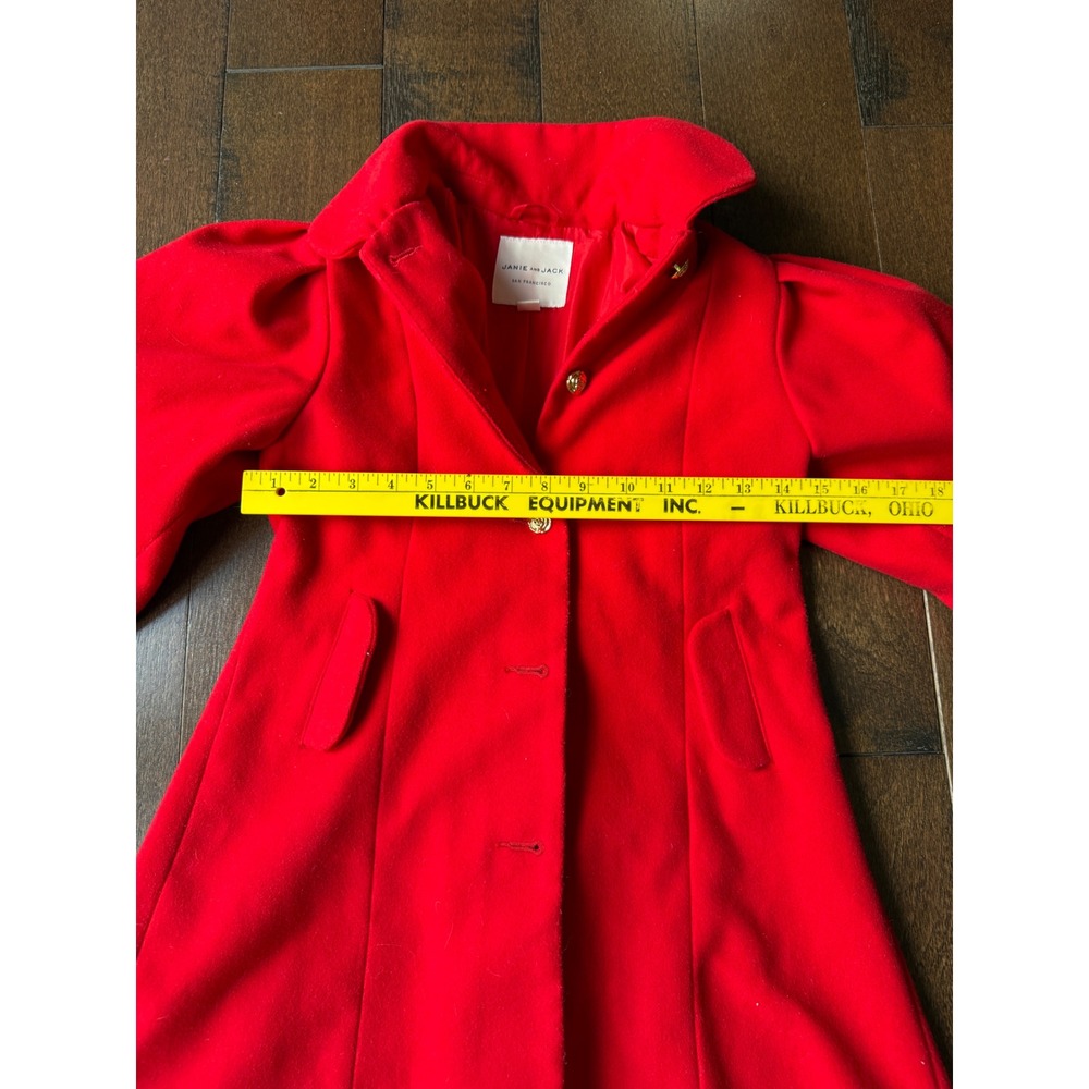 Janie and Jack Girls balloon sleeve Coat Size 7-8 Bradbury Red Wool Blend - Picture 6 of 8